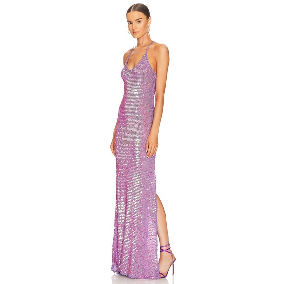 Retrofete Dresses & Skirts - Retrofete Sequin Embellished Gown Marie Dress Iridescent Lilac Pink Size XS / S